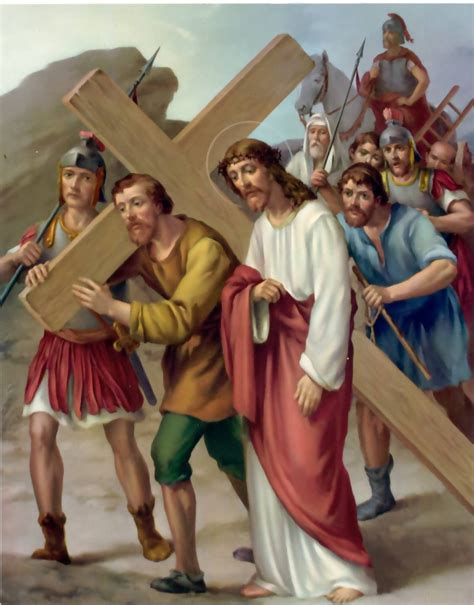 quem ajudou jesus a carregar a cruz versículo